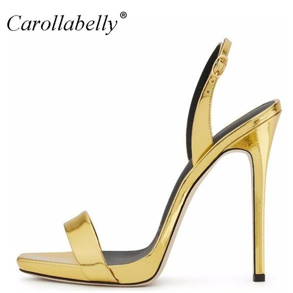 

high heels sandals women ankle strap summer dress shoes woman open toe gold big size 34-45, Black