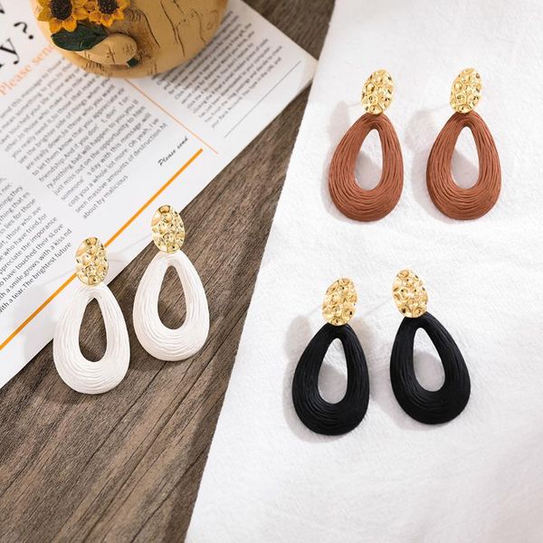 

hoop & huggie water drop geometric hollow pendant earrings for women fashion jewelry vintage asymmetric earring 2021 trend, Golden;silver