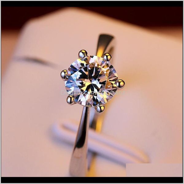

solitaire drop delivery 2021 classic cz diamond for women platinum plated white gold couple rings jewelry 925 sier ring wedding ckzrx, Golden;silver