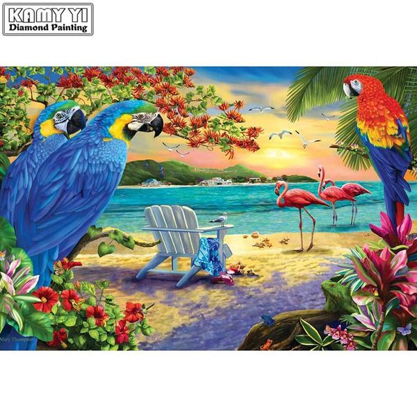 

diamond painting 5d diy embroidery cross stitch colorful parrots full square/round mosaic decoration hyy