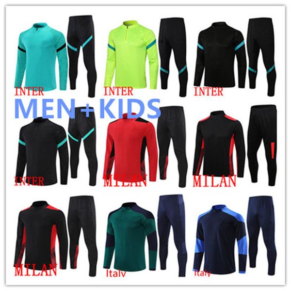 

men+kids 2021 2022 tracksuit chandal futbol soccer milano training suit 21/22 camiseta de foot, Black