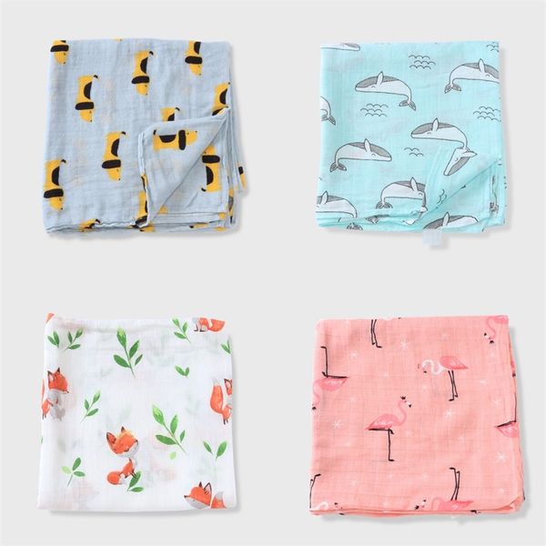 

muslinlife baby swaddle wrap soft bamboo cotton blanket for baby stroller use cute bunny unicorn whale baby blanket 120*120cm 2468 q2
