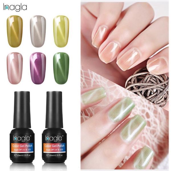 

inagla 10ml jade cat eye gel polish 12 colors nail art soak off uv led lacquer varnish for stamping base coat1, Red;pink