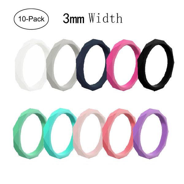 

3mm diamand silicone ring hypoallergenic flexible for women wedding rubber bands food grade fda finger rings, Silver