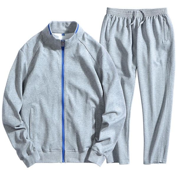 

men's tracksuits amberheard men sporting suit 2021 fashion autumn jacket sweatshirt+sweatpants two piece set tracksuit for clothing plu, Gray