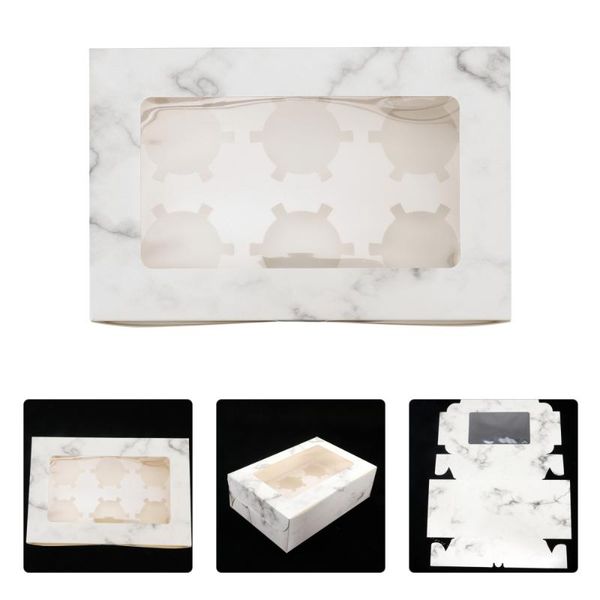 

gift wrap 10pcs marbling cake box paper dessert container storage with clear window