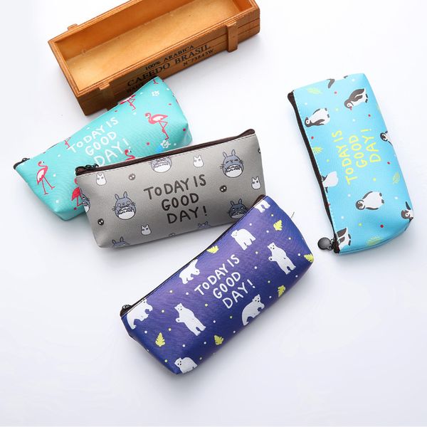 

pencil new large capacity animal stationery bag creative pu pencil bag simple student stationery box can be designed