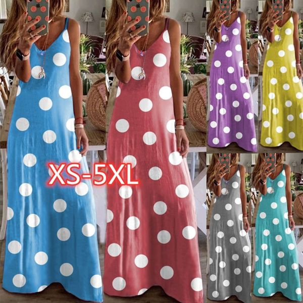 

d411 women's round dot print slim suspender dress long skirt, Black;gray