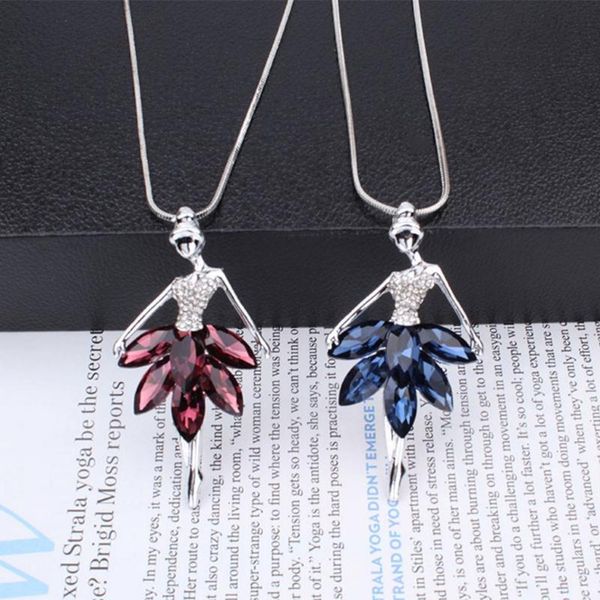 

sweater necklace long pendant ballet girl women fashion clothes decoration chain necklaces, Silver