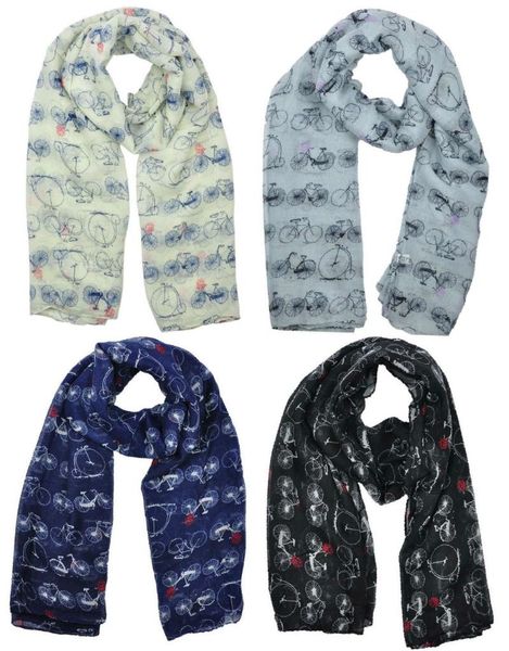 

scarves ladies summer scarf bicycle print floral 40pcs/lot, Blue;gray