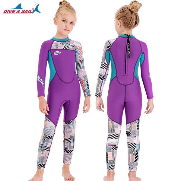 

swim wear dive&sail wetsuit girls 2.5mm neoprene scuba diving suit winter thermal swimsuit children drifting surfing snorkelingt swimwear