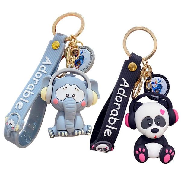 

keychains classic men car key ring jewelry pvc elephant panda for women bag fashion charms, Silver