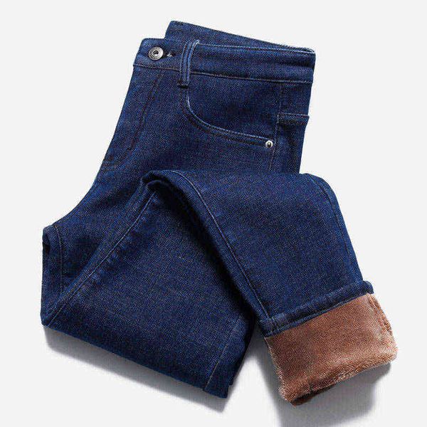 

women's stretch jeans, thick velvet tight jeans, warm, black, winter, Blue