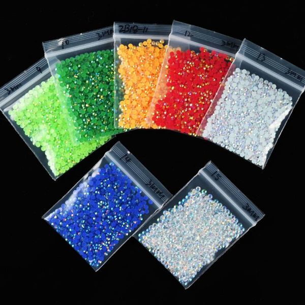 

nail art decorations 1000pc/bag 3mm jelly resin rhinestones flat-back ab color crystal strass 3d charms gems manicure tc#82, Silver;gold