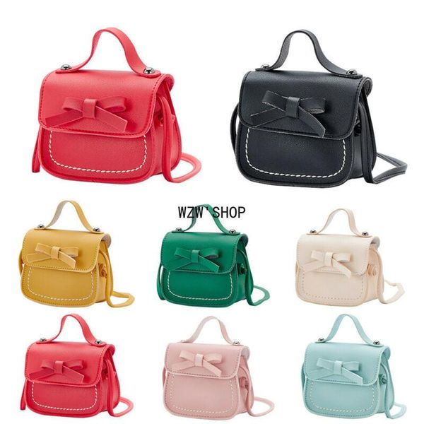 

purse kid girl pu leather bowknot princess small bow messenger shoulder bag coin purses toddler children handbag solid, White