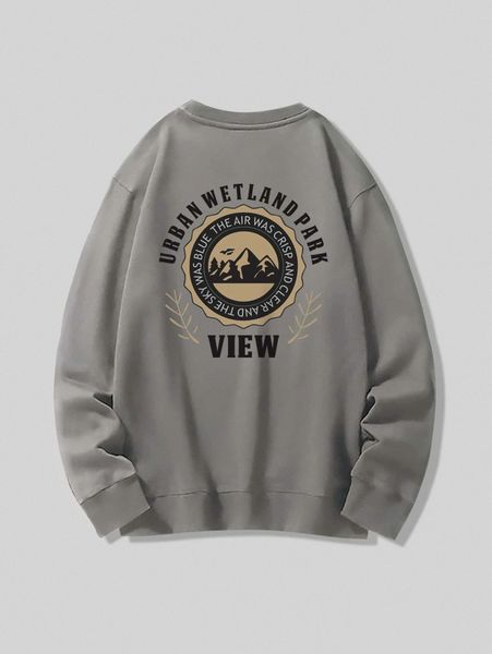 

men mountain & letter graphic pullover z9wd#, Black