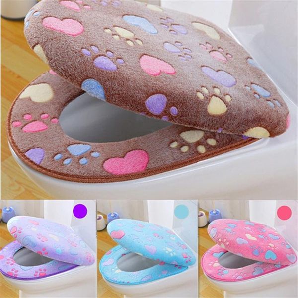 

thick coral velvet luxury toilet seat cover set soft warm one / two-piece case waterproof bathroom wc covers