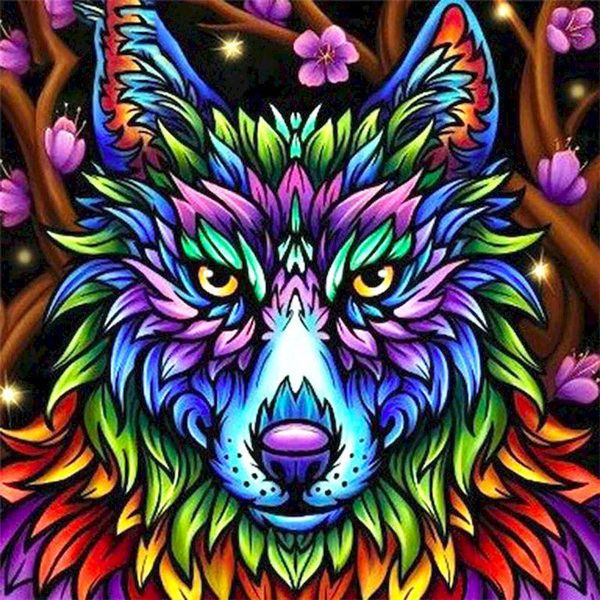 

paintings gatyztory paint by numbers for adults children handpainted colorful wolf animal painting home decor acrylic
