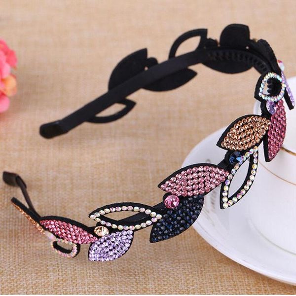 

new fashion and luxury women hairbands leaves style hair accessories rhinestone headbands lady hairbands hairclips, Silver