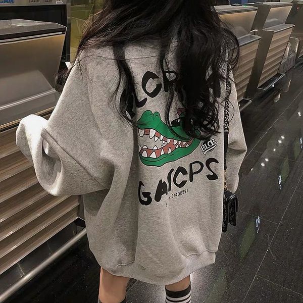 

women's hoodies & sweatshirts autumn and winter loose all-combining long-sleeved sweater for women in the fashionable large sweaters r1, Black