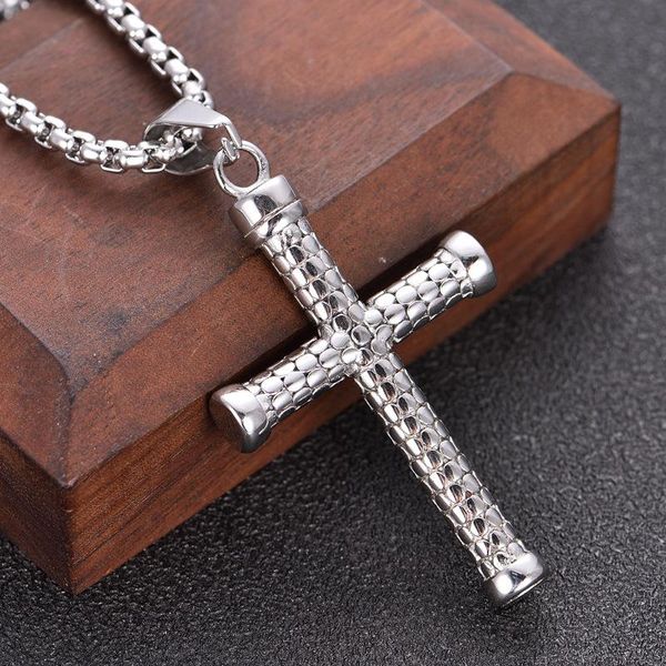 

pendant necklaces european and american classic cross necklace jesus believer belief tide locomotive pattern accessories, Silver