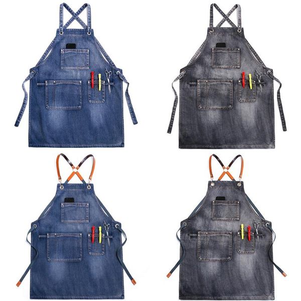 

chef apron adjustable barista with pockets kitchen cooking baking aprons