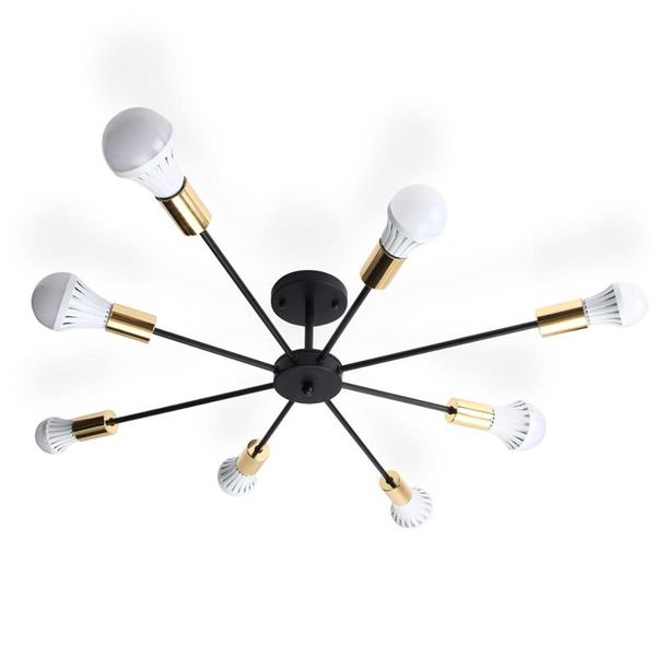 

chandeliers vintage led light industrial wind black/white e27 8 heads lighting for bedroom restaurant living room decoration