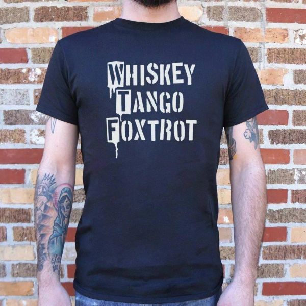 

whiskey tango foxtrot t-shirt | mens short sleeve graphic t-shirt, White;black
