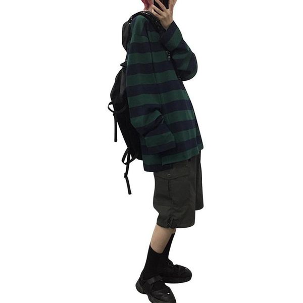 

men's t-shirts harajuku fashion striped long sleeves t shirt loose vintage clothes minimalist style hip hop streetwear, White;black
