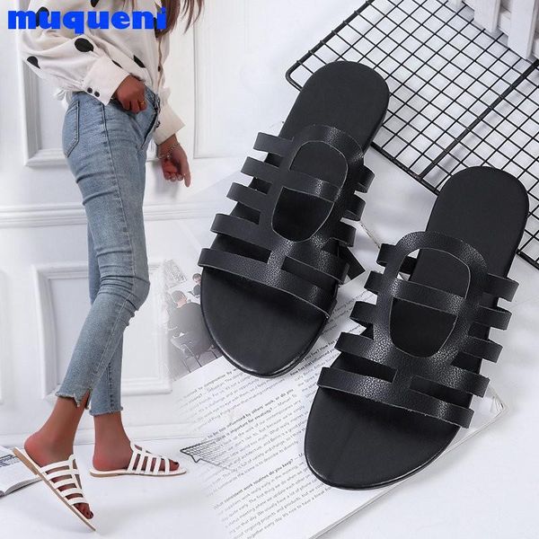 

retro ladies slippers yellow comfortable flat shoes women summer sandals beach leisure massage, Black