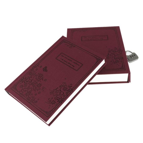 

portable retro style hard cover diary notebook journal notepad with coded lock (red) notepads, Purple;pink