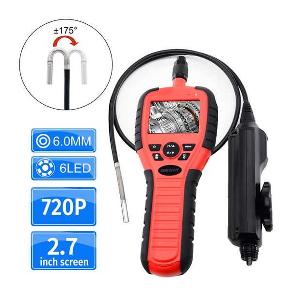 

rotation 6mm industrial inspection snake with 2.7 inch lcd screen 180 degree articulating borescope ip cameras