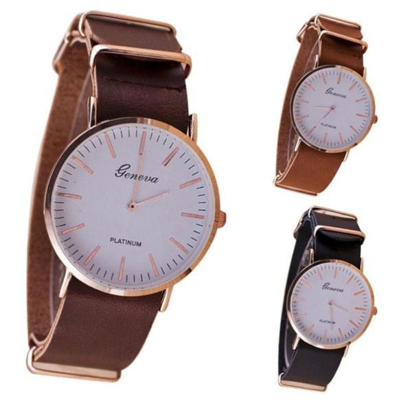 

wristwatches fashion minimalism men's watch commercial brand seller gift analog quartz geneva #f, Slivery;brown