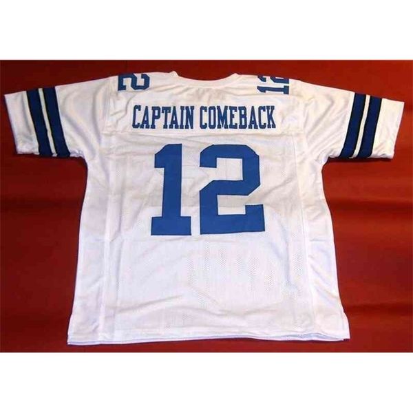 Maglia da calcio personalizzata Mitch Uomo Gioventù Donna Vintage ROGER STAUBACH CUSTOM CAPTAIN COMEBACK Rara scuola superiore Taglia S-6XL o qualsiasi maglia con nome e numero