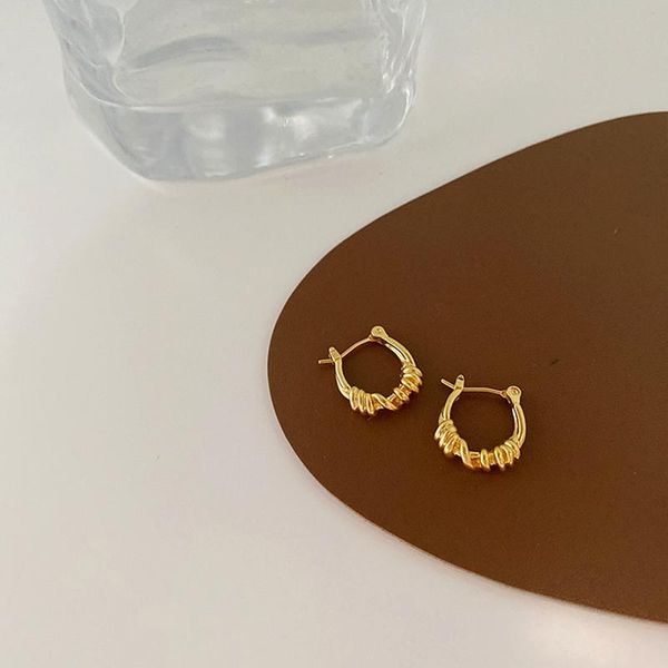 

hoop & huggie wtltc gold color metal twisted earrings for women minimalist knotted hoops statement geometric 2021, Golden;silver