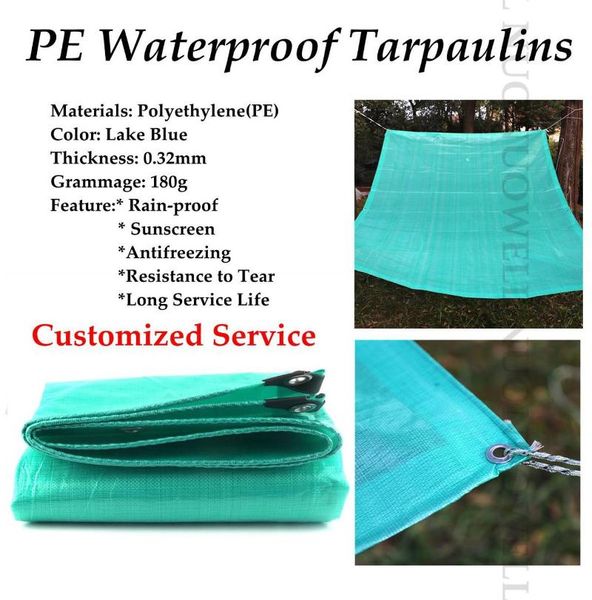 

shade customize size 0.32mm lake blue lightweight pe rainproof tarpaulin sunshade tarp waterproof truck car cover double side