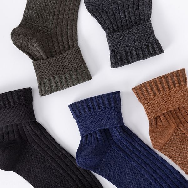 

kT1s men'sautumn and winter thickened pure cashmere wool men's warm medium medium socksmiddle tube socks double needle warmth an, Black