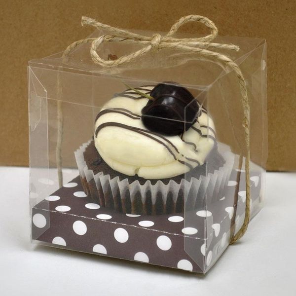 

gift wrap 12pcs/lot transparent cake packaging box cupcake boxes dessert with ribbon for wrapping favors gifts diy home baking