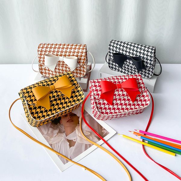 

bag female korean thousand bird check printed square 2021 new women's personalized bow single shoulder messenger mobile phone bag