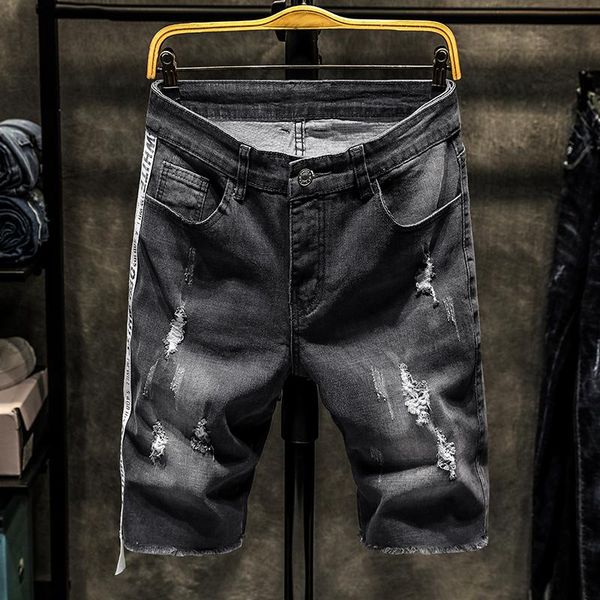 

men's shorts fashion leisure for men ripped short brand jeans summer clothing nice breathable cotton shredding denim man, White;black