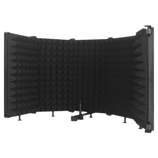 

microphones 3/5 panels adjustable microphone isolation shield cover wind screen filter foldable for studio mic recording soundproofing