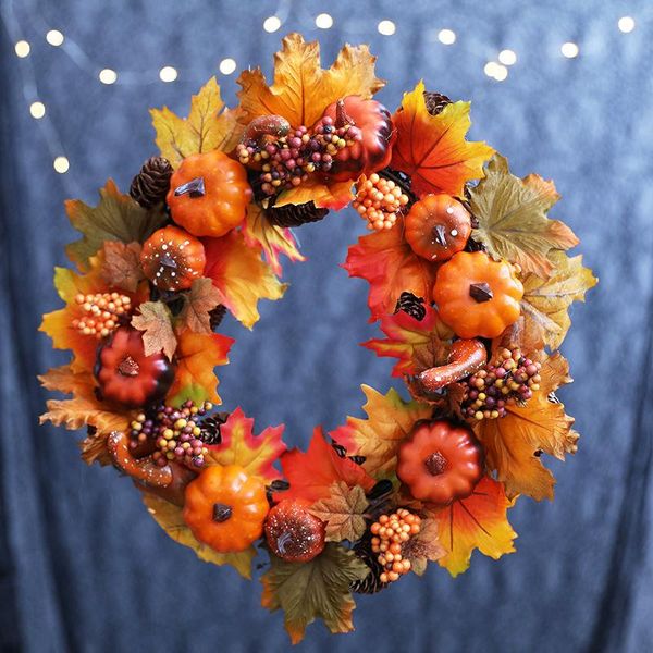 

decorative flowers & wreaths 2021 fall pumpkin berry rattan pendant wreath artificial maples sunflower halloween el shopping mall