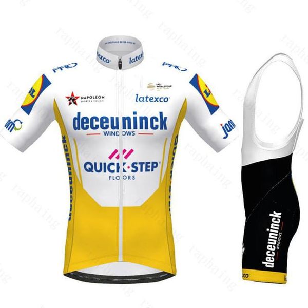 

racing sets deceuninck quick-step tdf 2021 professional team cycling jersey set bib quick-drying ropa ciclismo, Black;blue