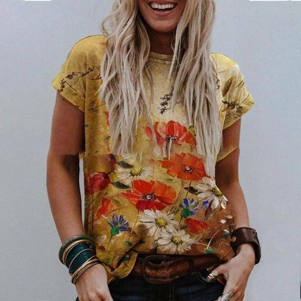 

women's t-shirt women 2021 summer elegant pattern print female short sleeve clothes vintage casual patchwork o-neck ladies, White