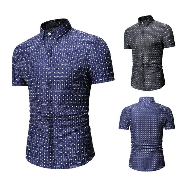 

summer short sleeve mens shirt casual polka dot office shirts men formal slim fit men's, White;black
