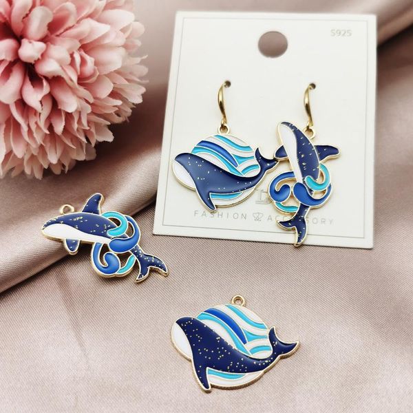

charms 10pcs alloy drop oil enamel dolphin whale pendant for diy bracelet necklace jewelry making accessories, Bronze;silver