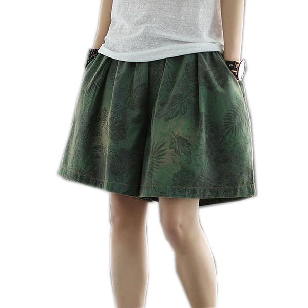 

womens jeans denim short bottoms wide leg big loose large oversized mini print green retro vintage for summer a10131626 women's, Blue
