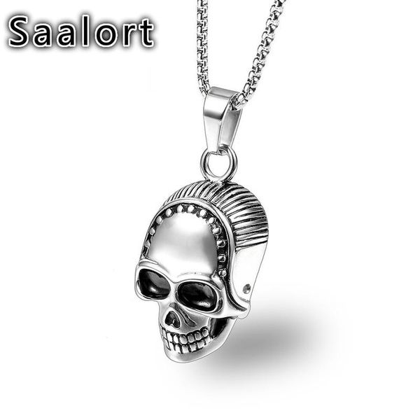 

skull stainless steel pendant chain punk style male accessories necklace charm creative birthday gifts for men boys necklaces, Silver