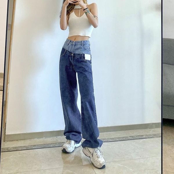 

women's jeans for women fashion straight loose y2k high waisted casual streetwear jean female denim wide leg pants e girl vintage, Blue
