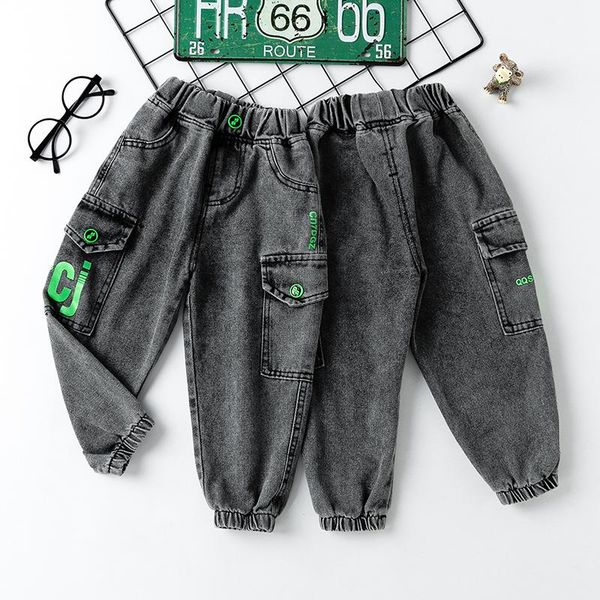 

jeans toddler boys pants spring autumn children's fashion korean letter denim kids casual for boy baby trousers, Blue